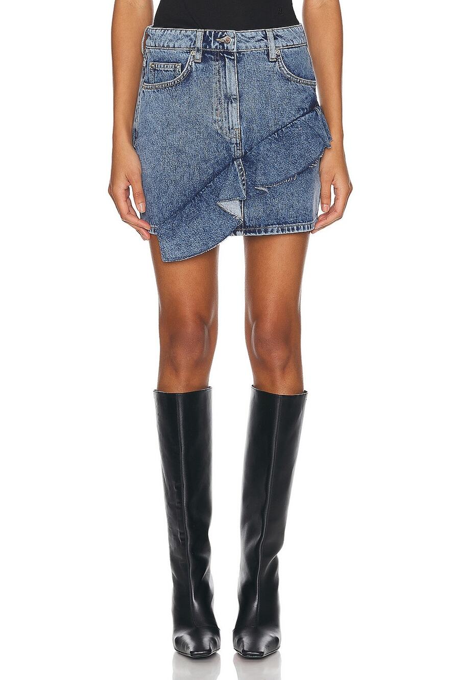 Iro Ruffled Blue Priscia Mini Skirt Size 36 EU / US 4